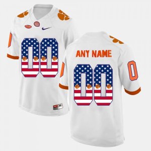 Clemson Tigers Custom Men's #00 US Flag Fashion White College Football Jersey 2405HWZG0