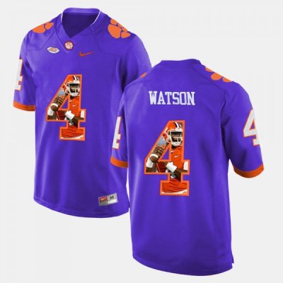 Clemson Tigers DeShaun Watson Men's #4 Pictorial Fashion Purple College Football Jersey 2405EPJL6