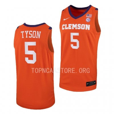 Clemson Tigers Hunter Tyson Men's #5 Replica Orange College Basketball Jersey 2405KOOB3