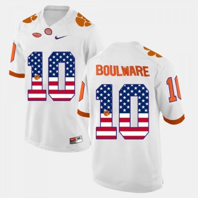 Clemson Tigers Ben Boulware Men's #10 US Flag Fashion White College Football Jersey 2405GUCM1