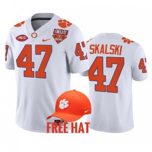 Clemson Tigers James Skalski Men's #47 White 2021 Cheez-It Bowl Free Hat College Football Jersey 2405HHAP6