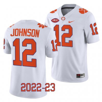 Clemson Tigers Hunter Johnson Men's #12 White Game 2022-23 College Football Jersey 2405NVNX2