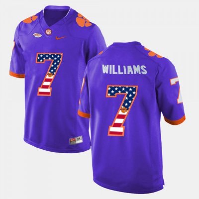 Clemson Tigers Mike Williams Men's #7 US Flag Fashion Purple College Football Jersey 2405UFBF5