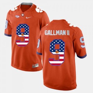 Clemson Tigers Wayne Gallman II Men's #9 US Flag Fashion Orange College Football Jersey 2405POVF6