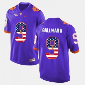 Clemson Tigers Wayne Gallman II Men's #9 US Flag Fashion Purple College Football Jersey 2405KIXV2