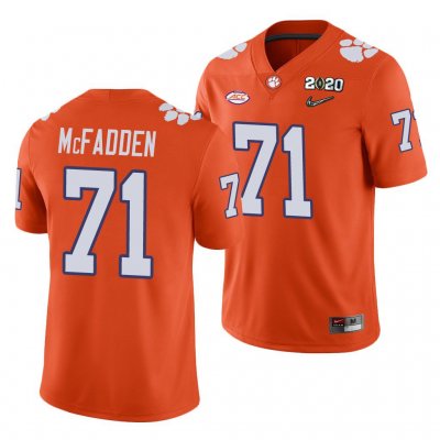 Clemson Tigers Jordan McFadden Men's #71 Orange Game 2020 Playoff College Football Jersey 2405JBBW6