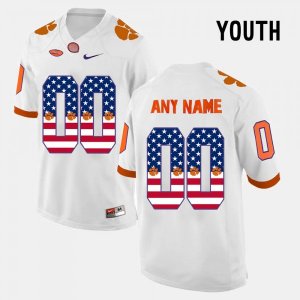 Clemson Tigers Custom Youth #00 US Flag Fashion White College Football Jersey 2405STNG8