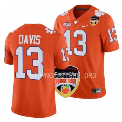 Clemson Tigers Tyler Davis Men's #13 2022 Bowl Orange Orange College Football Jersey 2405KYVQ1