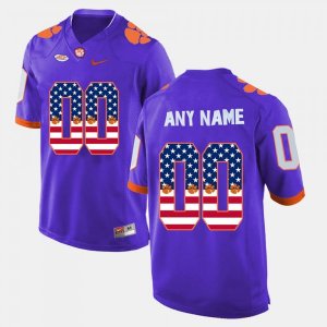 Clemson Tigers Custom Men's #00 US Flag Fashion Purple College Football Jersey 2405QOBW0