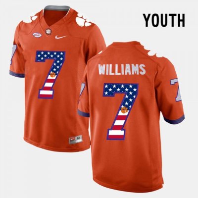 Clemson Tigers Mike Williams Youth #7 US Flag Fashion Orange College Football Jersey 2405XMPJ7