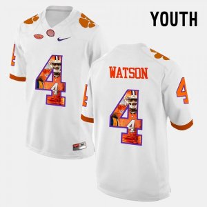 Clemson Tigers DeShaun Watson Youth #4 Pictorial Fashion White College Football Jersey 2405LEZZ8