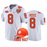 Clemson Tigers Justyn Ross Men's #8 White 2021 Cheez-It Bowl Free Hat College Football Jersey 2405XGQC4