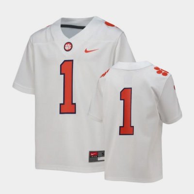 Clemson Tigers Number Youth #1 Replica White College Football Jersey 2405ZCJO4