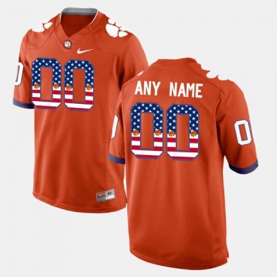 Clemson Tigers Custom Men's #00 US Flag Fashion Orange College Football Jersey 2405JADG3