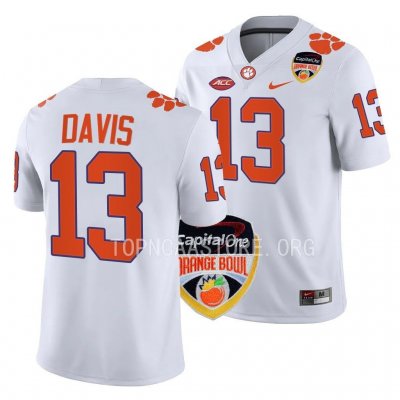 Clemson Tigers Tyler Davis Men's #13 2022 Bowl Orange White College Football Jersey 2405DACA5