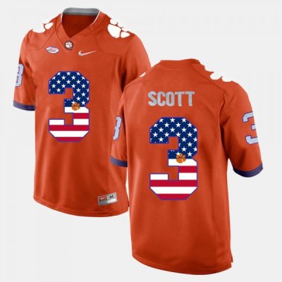 Clemson Tigers Artavis Scott Men's #3 US Flag Fashion Orange College Football Jersey 2405FZAG1