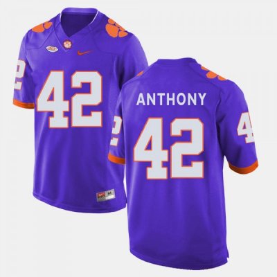 Clemson Tigers Stephone Anthony Men's #42 Purple College Football Jersey 2405OYSV3