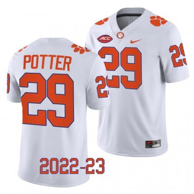 Clemson Tigers B.T. Potter Men's #29 White Game 2022-23 College Football Jersey 2405MKZS8