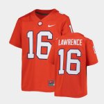 Clemson Tigers Trevor Lawrence Youth #16 Alumni Orange College Football Jersey 2405JNLO4