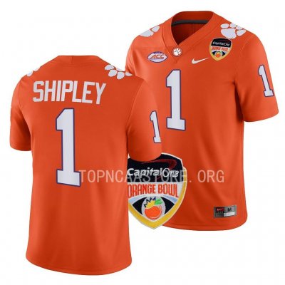 Clemson Tigers Will Shipley Men's #1 2022 Bowl Orange Orange College Football Jersey 2405BTZQ7