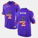 Clemson Tigers DeShaun Watson Men's #4 US Flag Fashion Purple College Football Jersey 2405STIS7