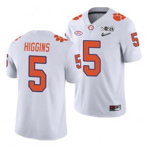 Clemson Tigers Tee Higgins Men's #5 White Game 2020 Playoff College Football Jersey 2405SKKU4