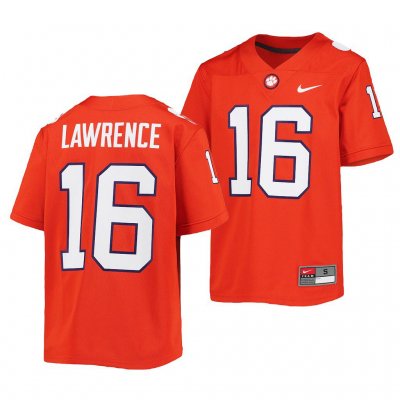 Clemson Tigers Trevor Lawrence Youth #16 Orange Alumni College Football Jersey 2405XMTP5