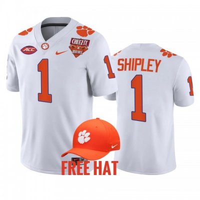 Clemson Tigers Will Shipley Men's #1 White 2021 Cheez-It Bowl Free Hat College Football Jersey 2405PCAG6