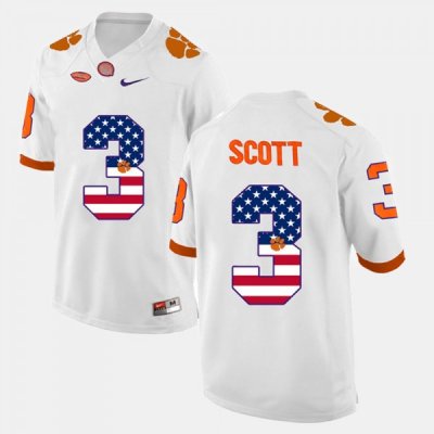 Clemson Tigers Artavis Scott Men's #3 US Flag Fashion White College Football Jersey 2405WFXV0