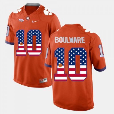 Clemson Tigers Ben Boulware Men's #10 US Flag Fashion Orange College Football Jersey 2405HTMR3