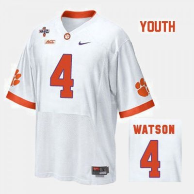 Clemson Tigers Deshaun Watson Youth #4 White College Football Jersey 2405XZLK3