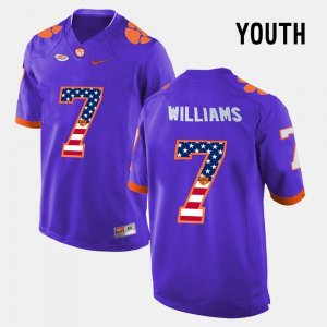 Clemson Tigers Mike Williams Youth #7 US Flag Fashion Purple College Football Jersey 2405PMRN6