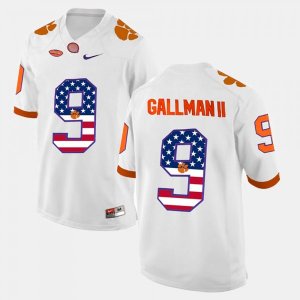 Clemson Tigers Wayne Gallman II Men's #9 US Flag Fashion White College Football Jersey 2405OURJ0