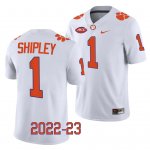 Clemson Tigers Will Shipley Men's #1 White Game 2022-23 College Football Jersey 2405XNHV8