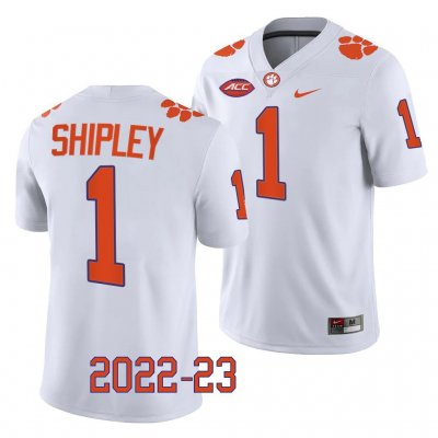 Clemson Tigers Will Shipley Men's #1 White Game 2022-23 College Football Jersey 2405XNHV8